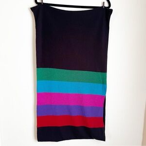 Soft Striped Women's Infinity Scarf Black w/Red, Green, Blue, Purple, Fuchsia